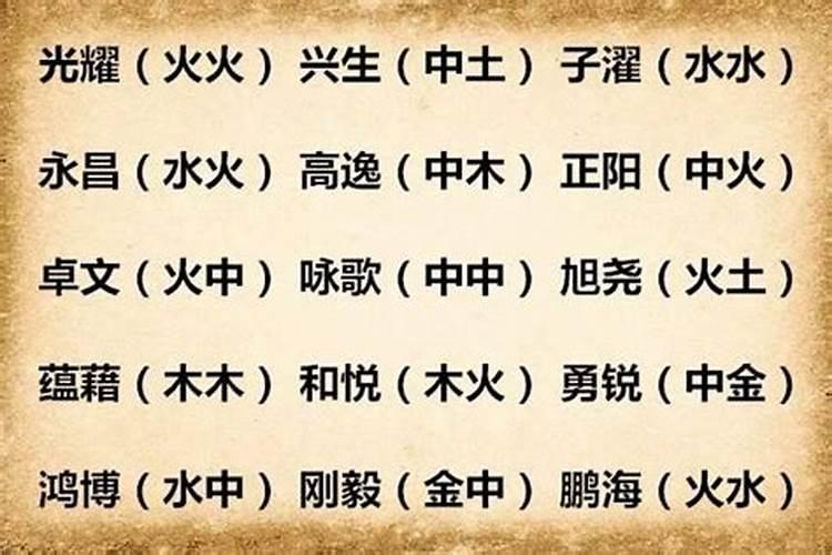 五行金字最旺的男孩名字