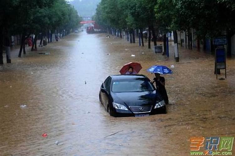 梦到大水把路淹了然后我游泳过去