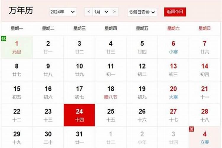 农历腊月14是几月几日