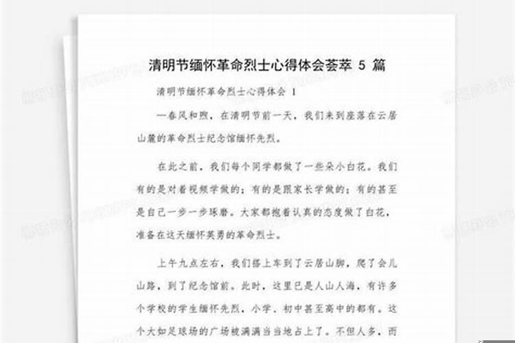 清明节缅怀革命先烈的心得体会