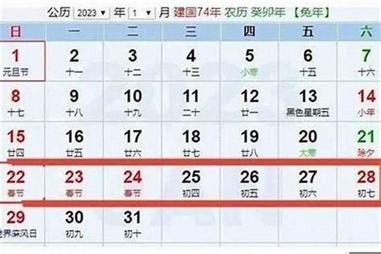 2023年正月初一是几九