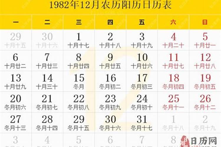 农历1982年1月8日的阳历是