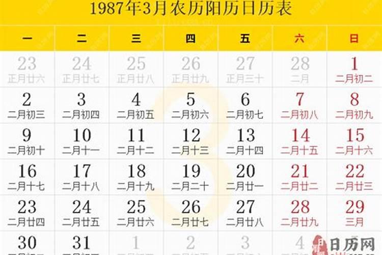 农历1987年三月十五日