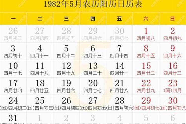 1982年农历5月29日是什么命