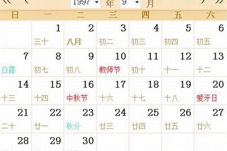 1997年农历8月30日是什么星座