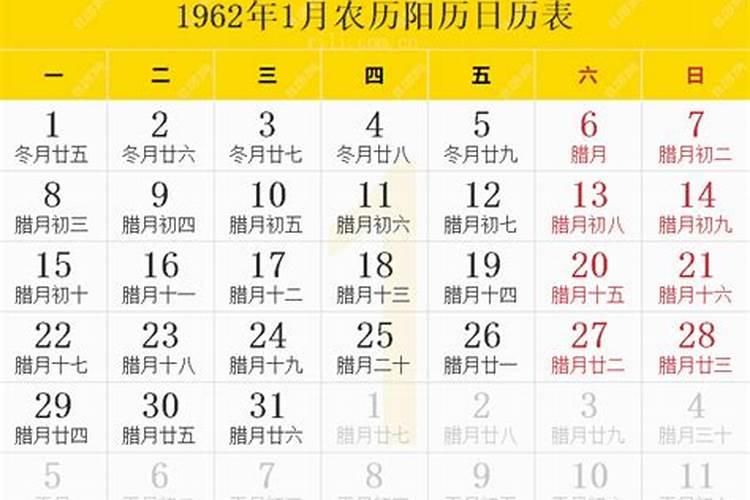 1962年1月17日属什么生肖